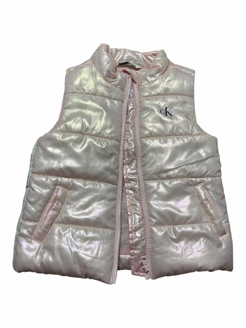 Shimmer Pink Kids Puffer Vest Sleeveless Quilted Calvin Klein Size Small Winter